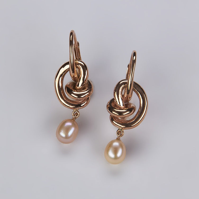 Orecchini A Nodo Love In Argento Placcato Oro 18k - Foto 5