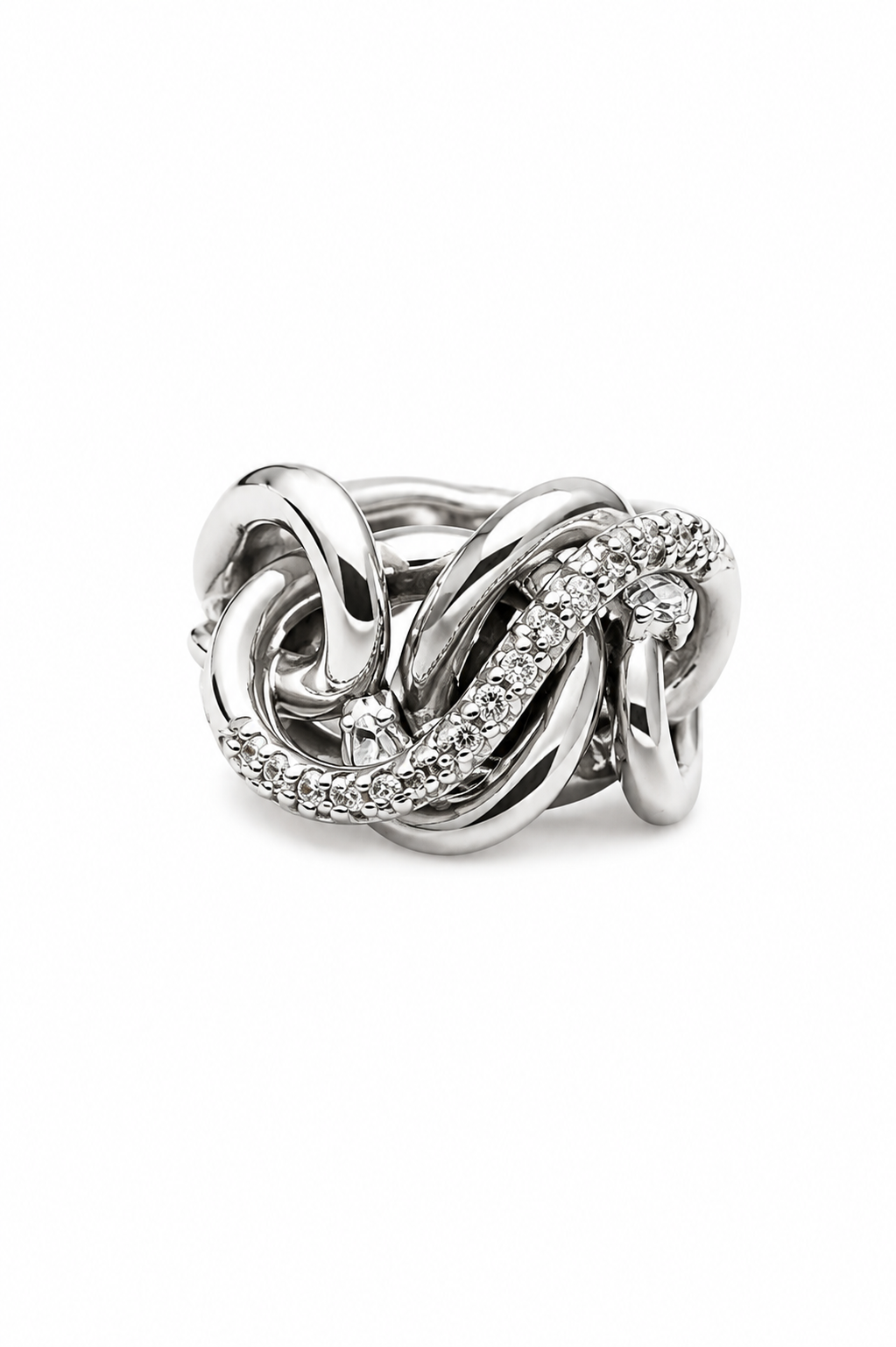 Anello Doppio Nodo Savoia con Diamanti