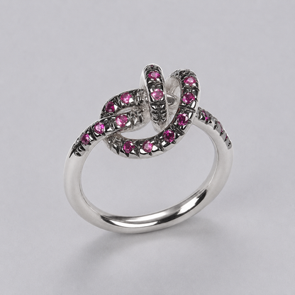 Anello Nodo Pavè Rubini