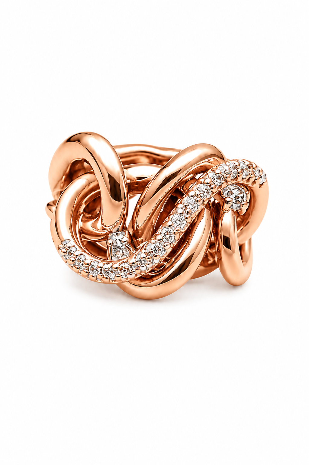 Anello Doppio Nodo Savoia con Diamanti