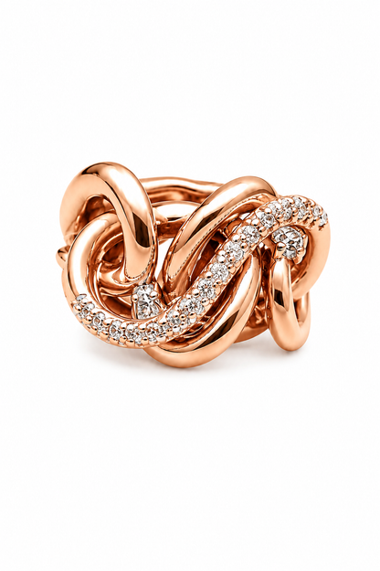 Anello Doppio Nodo Savoia con Diamanti